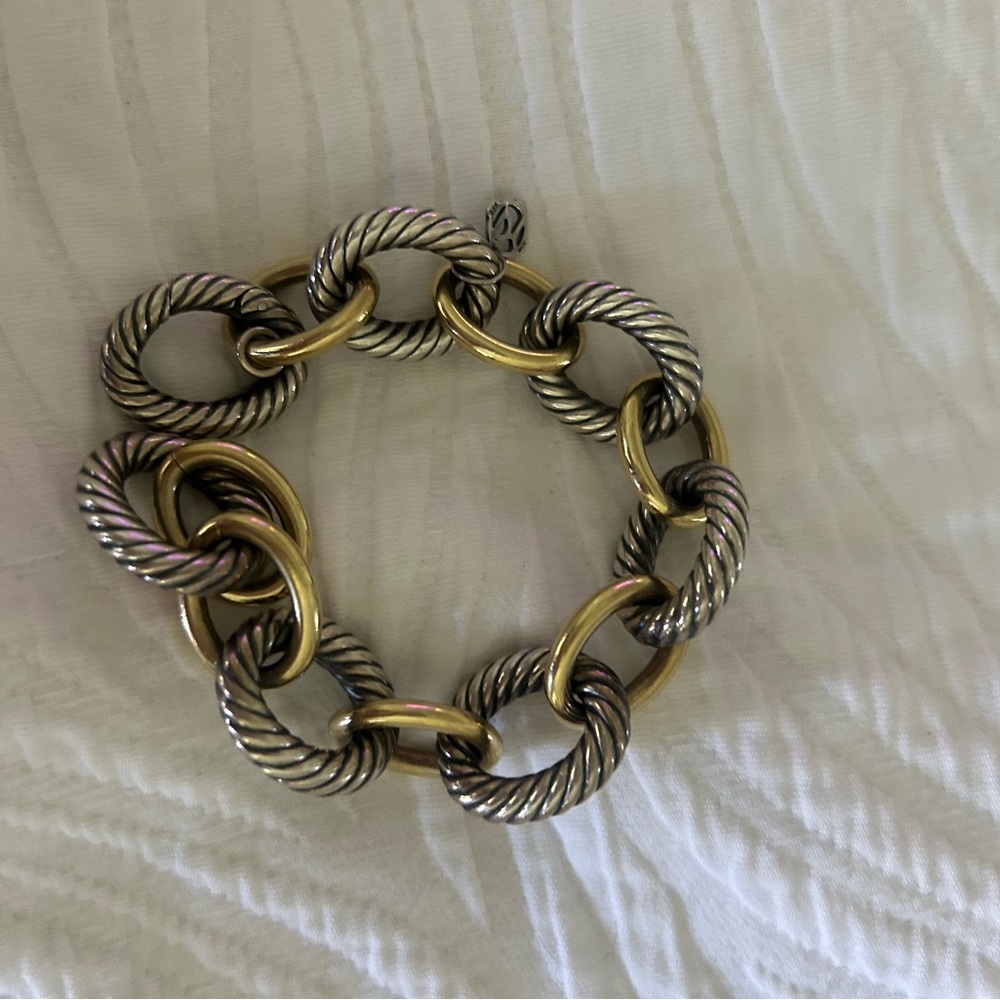 David Yurman mixed metal Chunky Gold and Silver Chain bracelet